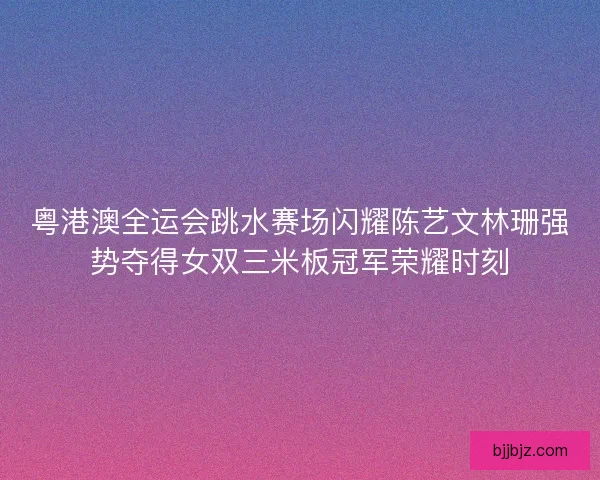 粤港澳全运会跳水赛场闪耀陈艺文林珊强势夺得女双三米板冠军荣耀时刻